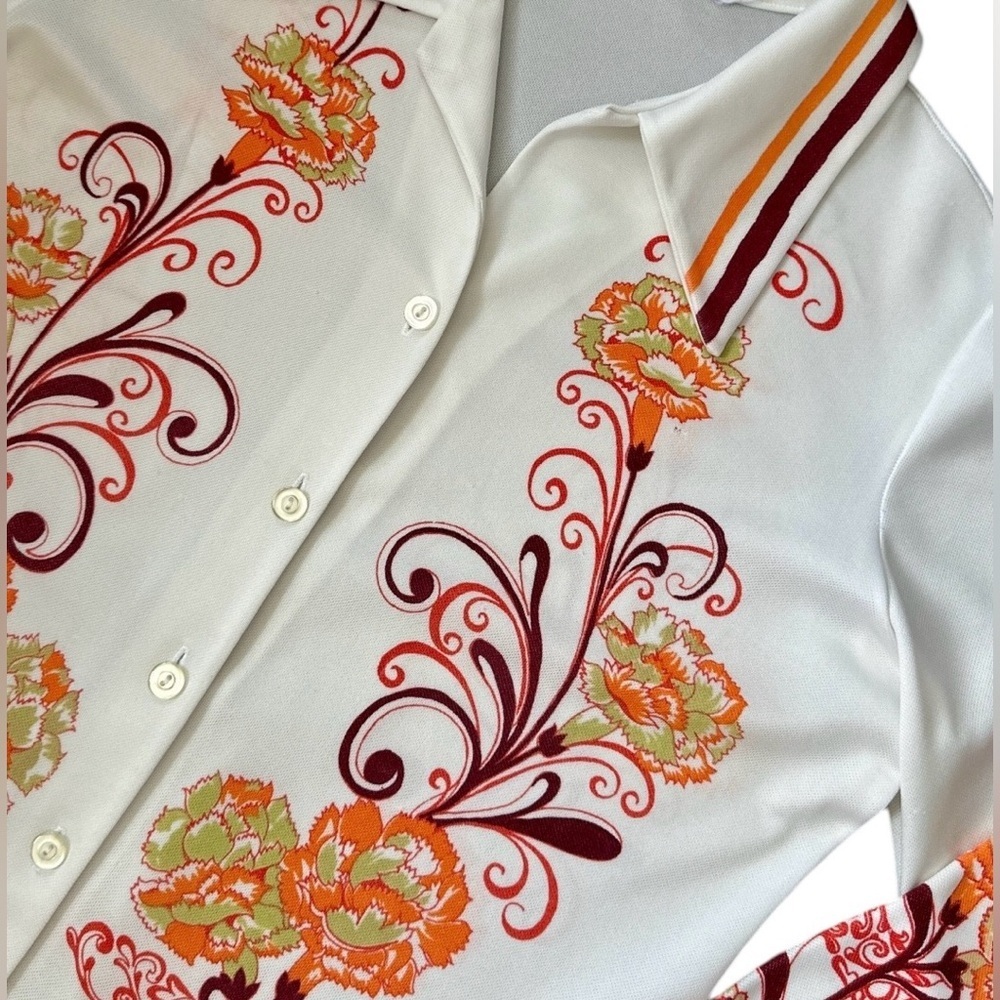 1960s Print Masters California Blouse Mod Button-Front Shirt Retro Psychedelic - Picture 4 of 9